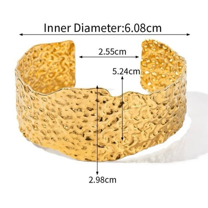 Sahara Bangle | Hammered Cuff Bracelet | 18k PVD Gold-Plated Stainless Steel