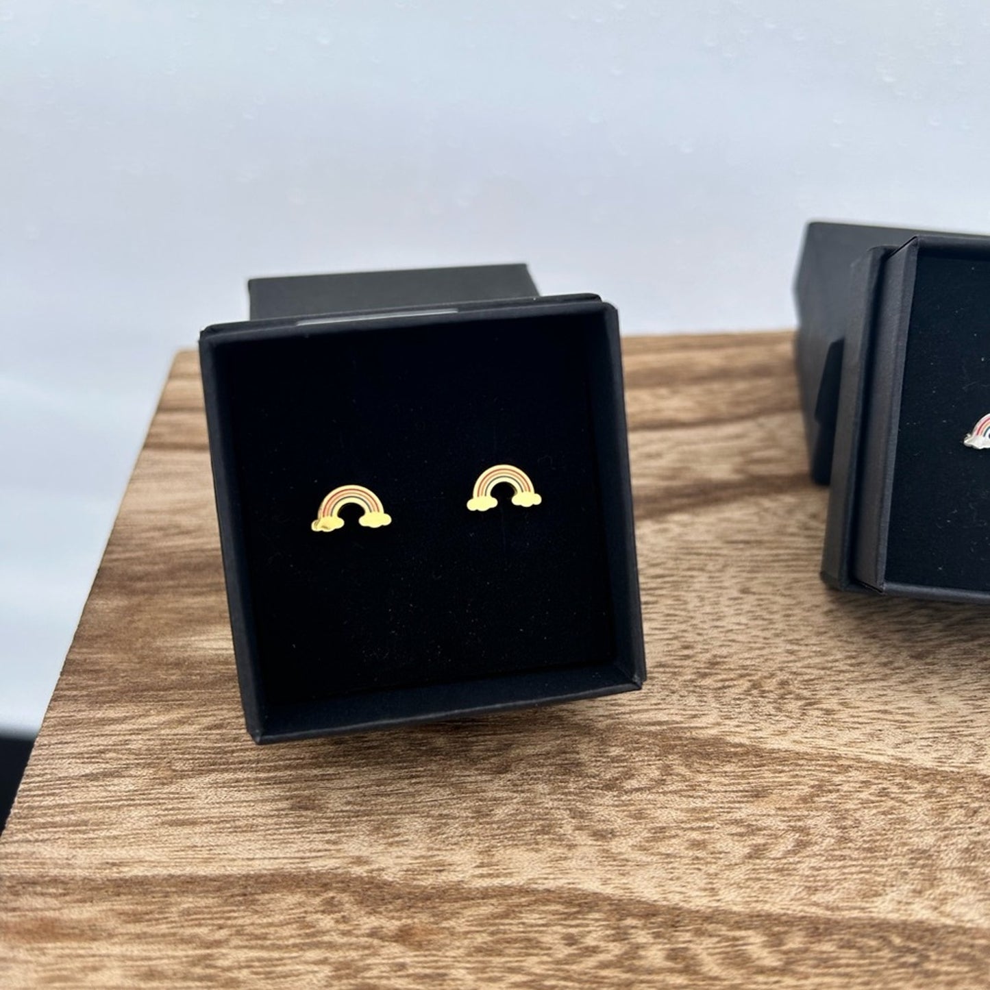 Rainbow Cloud Stud Earrings – 18k Gold-Plated Hypoallergenic Stainless Steel