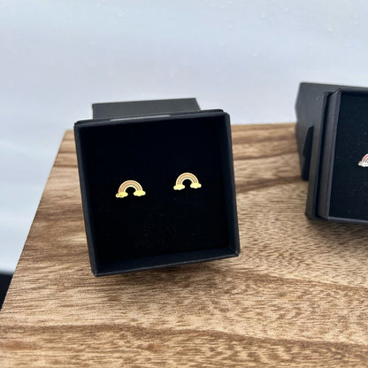 Rainbow Cloud Stud Earrings – 18k Gold-Plated Hypoallergenic Stainless Steel