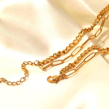 Layered Double Chain Necklace | 18k PVD Gold-Plated Stainless Steel