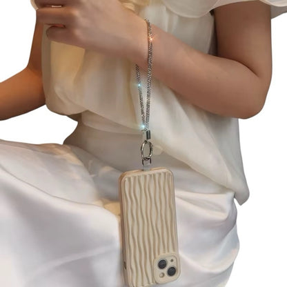Silver Crystal Sparkle Rhinestone Phone Wrist Lanyard | Hands-Free Phone Charm