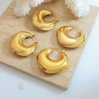 18K Gold Plated Stainless Steel Hoops Earrings