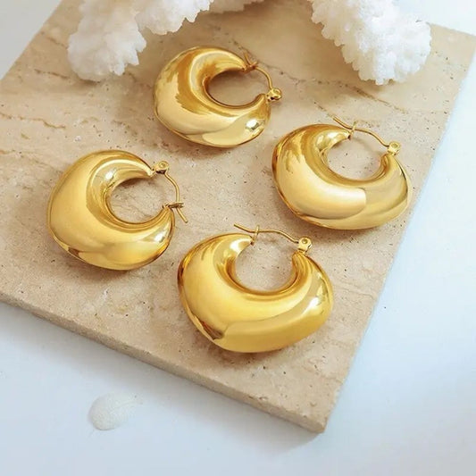 18K Gold Plated Stainless Steel Hoops Earrings