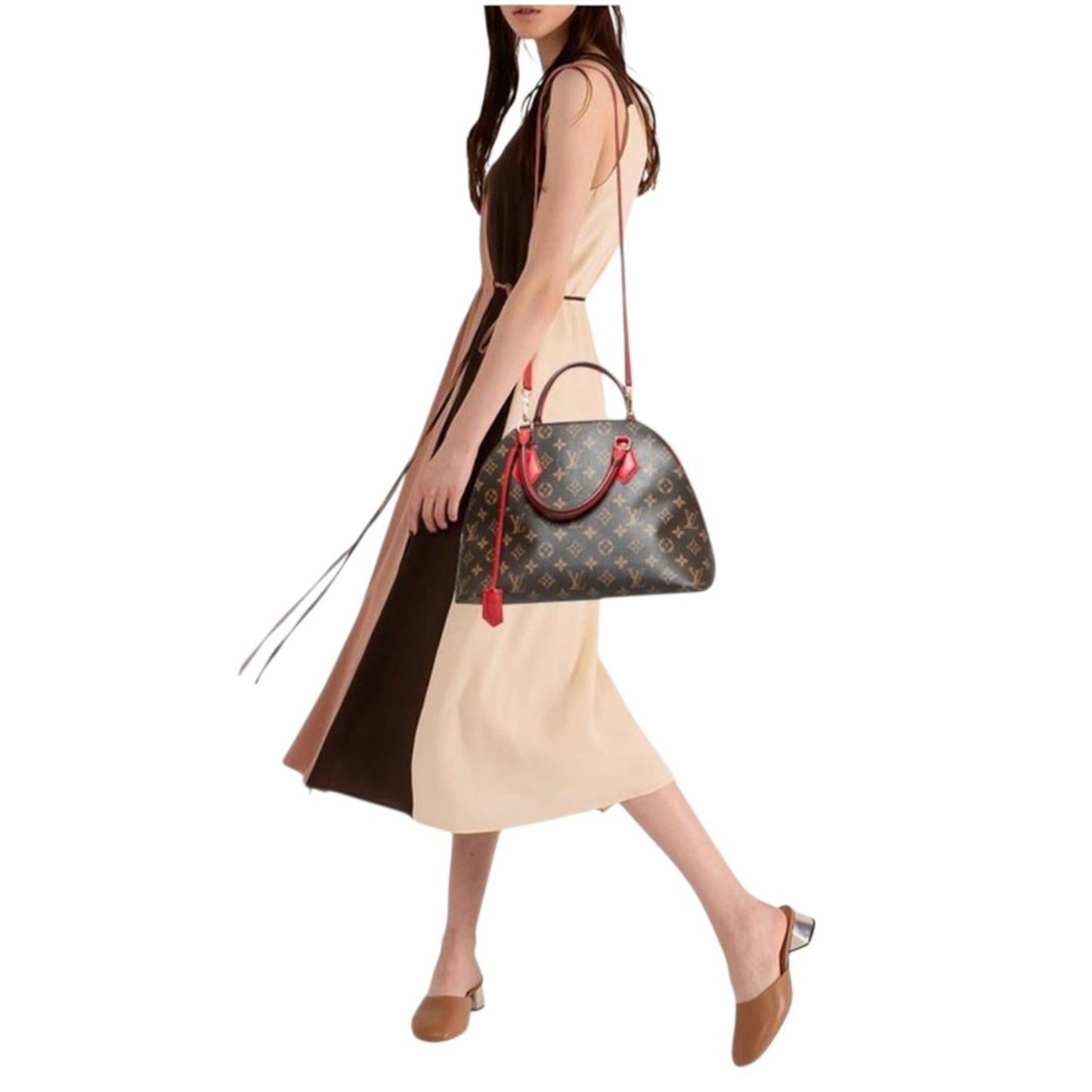 Like New Rare Louis Vuitton Alma B’N’B Monogram Cerise Red | LV Dome Satchel