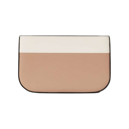 Kate Spade Cream & Tan Saffiano Leather & Gold Wristlet Pochette hand Bag NWT
