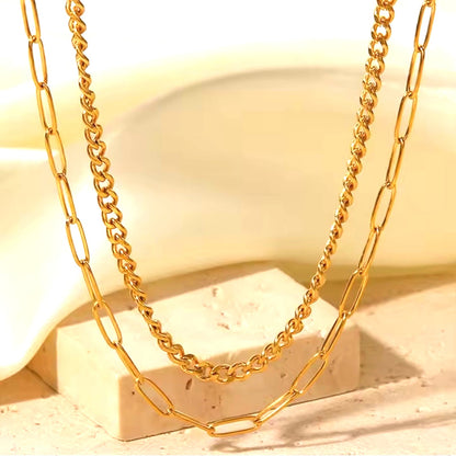 Layered Double Chain Necklace | 18k PVD Gold-Plated Stainless Steel
