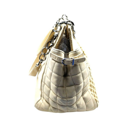 Chanel Chocolate Bar Cabas Net Beige Canvas & Quilted Leather Tote