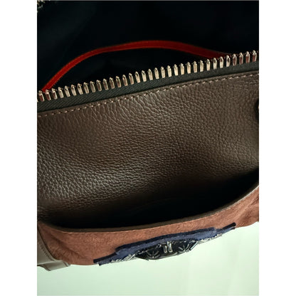 Christian Louboutin Bagdamon Boston Tote Brown Leather Crest Red Sole Travel Bag