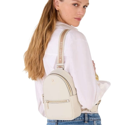 Kate Spade Ivory Cream Pebbled Leather Backpack Bump Bag NWT