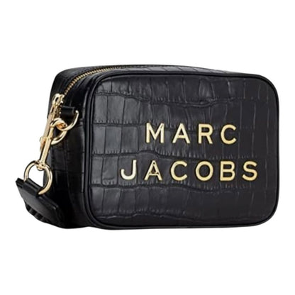 Marc Jacobs Flash Croc-Embossed Crossbody Bag Black Leather Gold Hardware