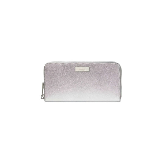 Kate Spade Kenzie Boxed Metallic Large Continental Wallet Lunar Light Silver NWT