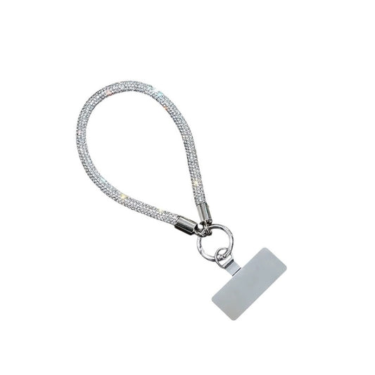 Silver Crystal Sparkle Rhinestone Phone Wrist Lanyard | Hands-Free Phone Charm