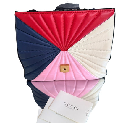 RARE Gucci Queen Margaret Tropuntata Bamboo Multicolor Backpack Pearl Bee Clasp