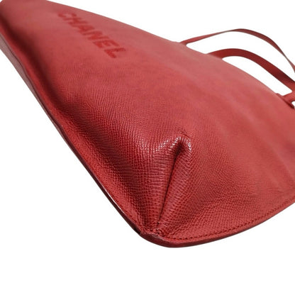 Authentic Chanel Rare Red Caviar Leather Large Tote Bag — Serial 5581084