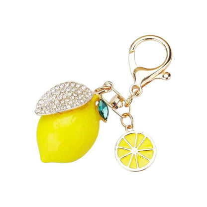 Amalfi Lemon & Orange Crystal Fruit Bag Purse Charm Keychain Yellow or Orange