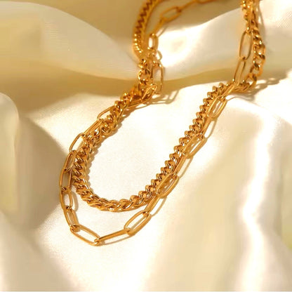 Layered Double Chain Necklace | 18k PVD Gold-Plated Stainless Steel
