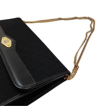 Christian Dior Vintage Black Trotter Canvas Chain Crossbody/Shoulder Bag/ Clutch