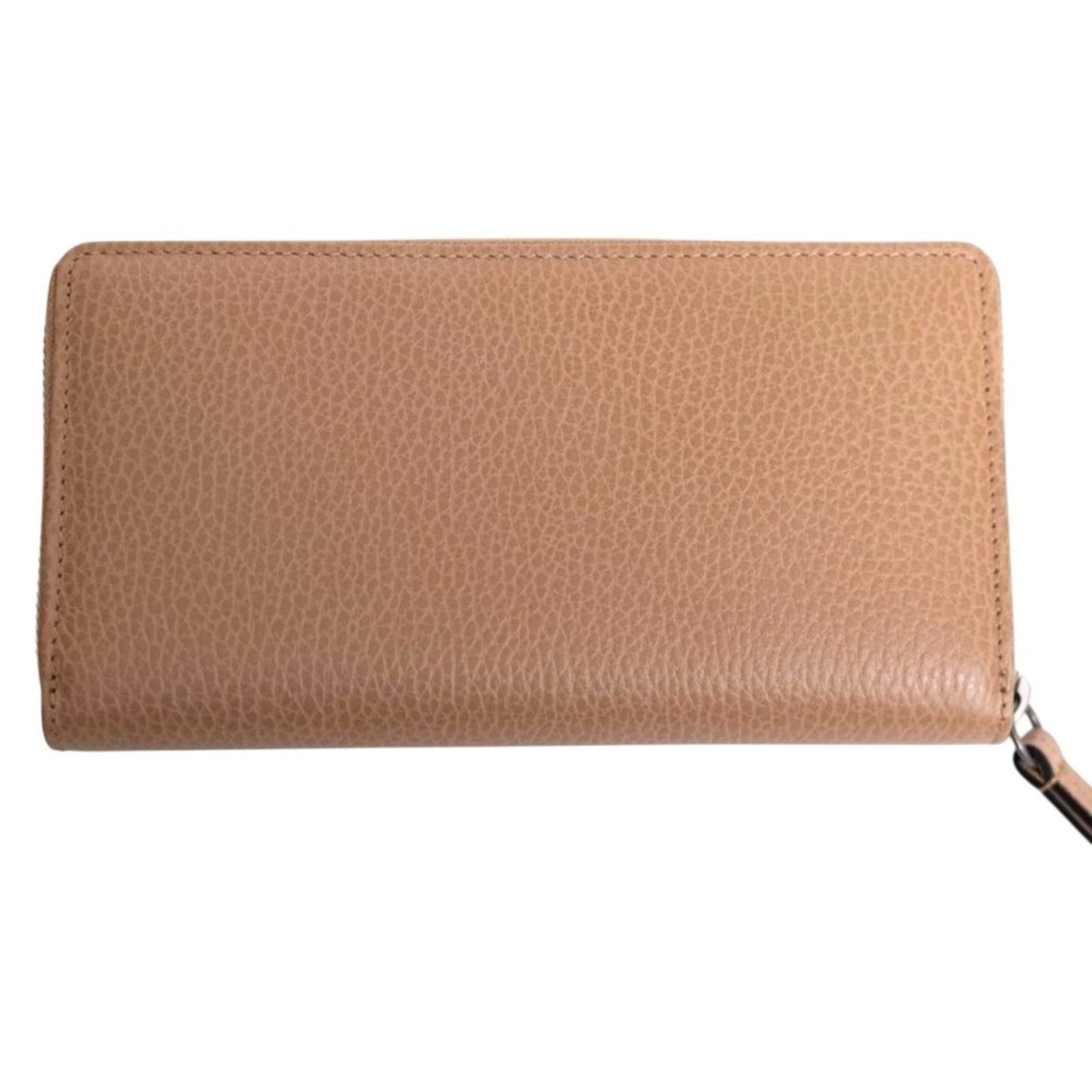 Like New Gucci GG Marmont Zip-Around Wallet – Beige Pebbled Leather
