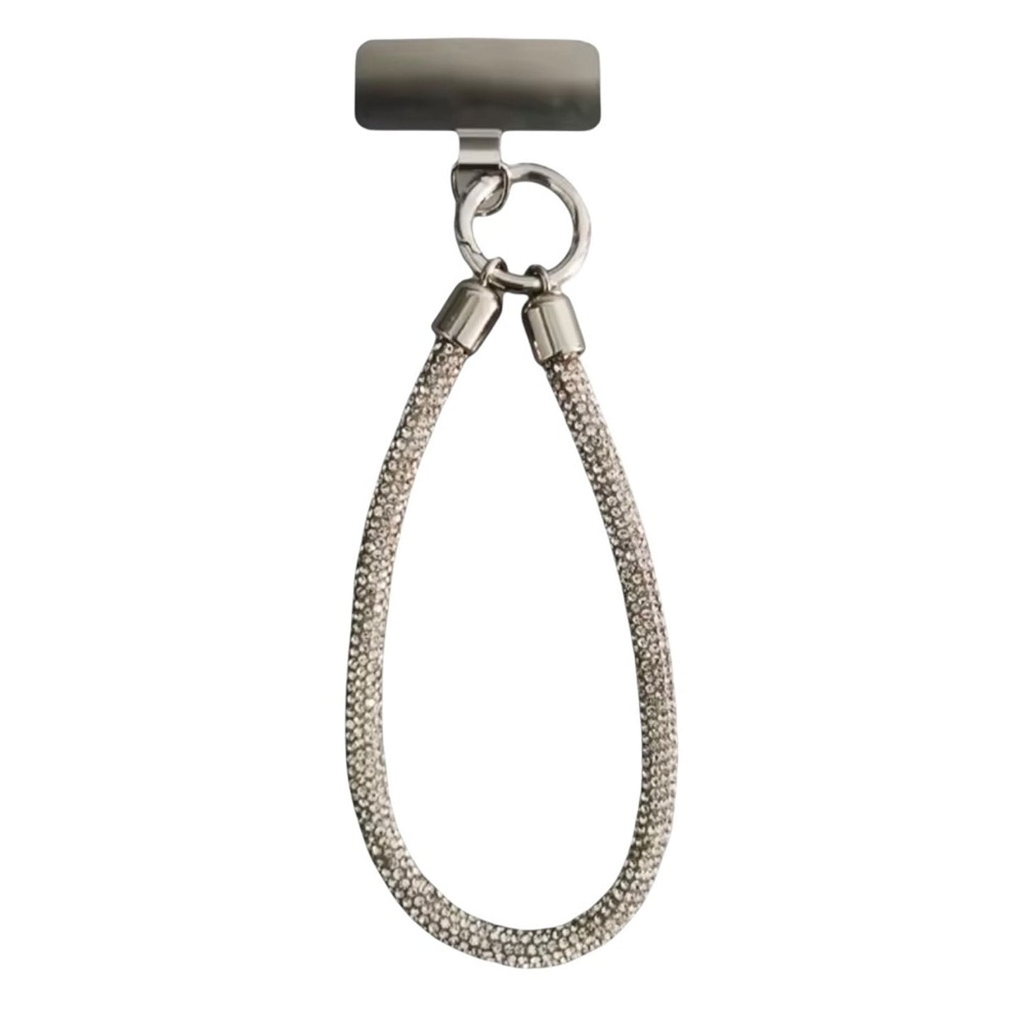 Silver Crystal Sparkle Rhinestone Phone Wrist Lanyard | Hands-Free Phone Charm