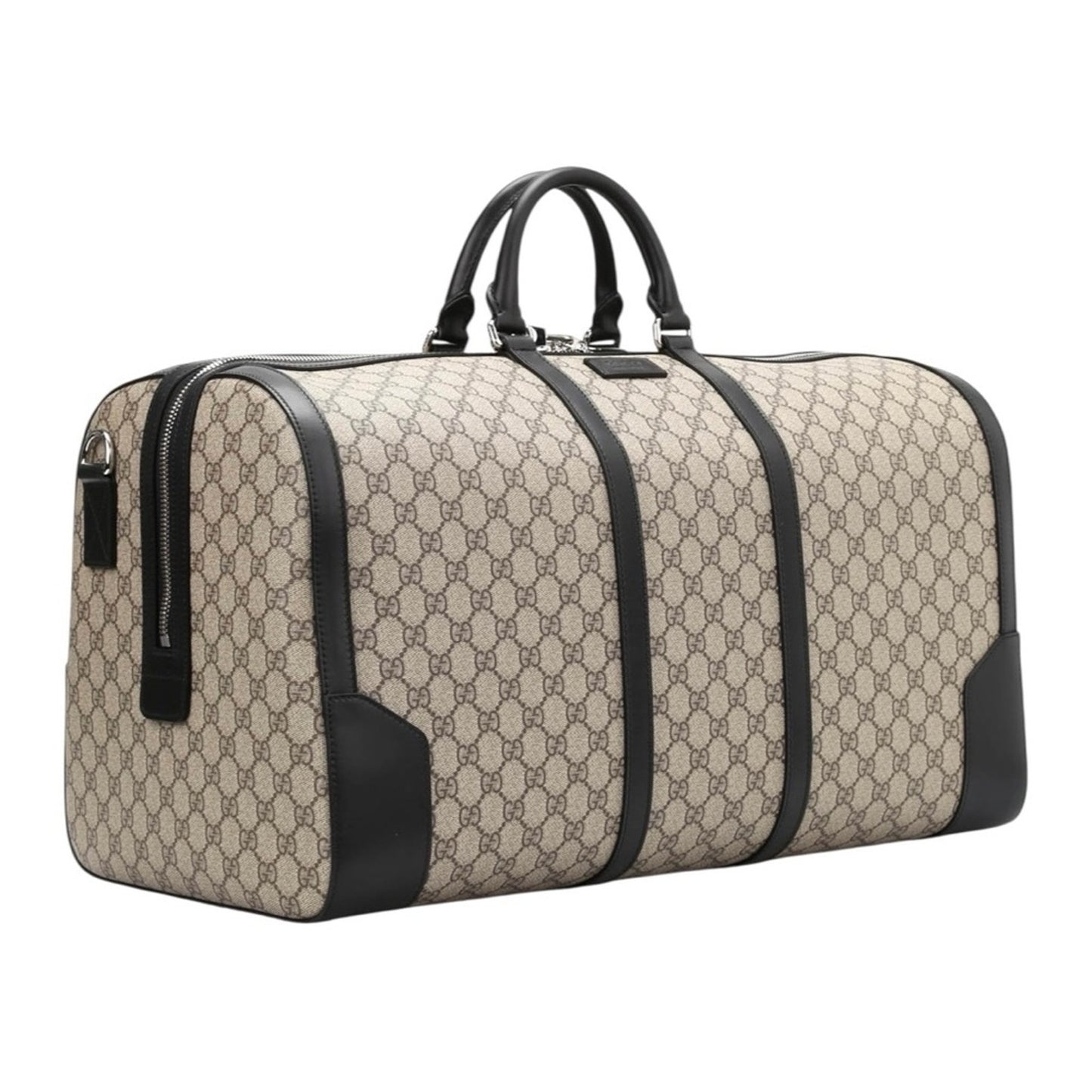 NWT Full Set Gucci GG Supreme Leather Trim X-Large Travel Duffel Bag Beige/Black