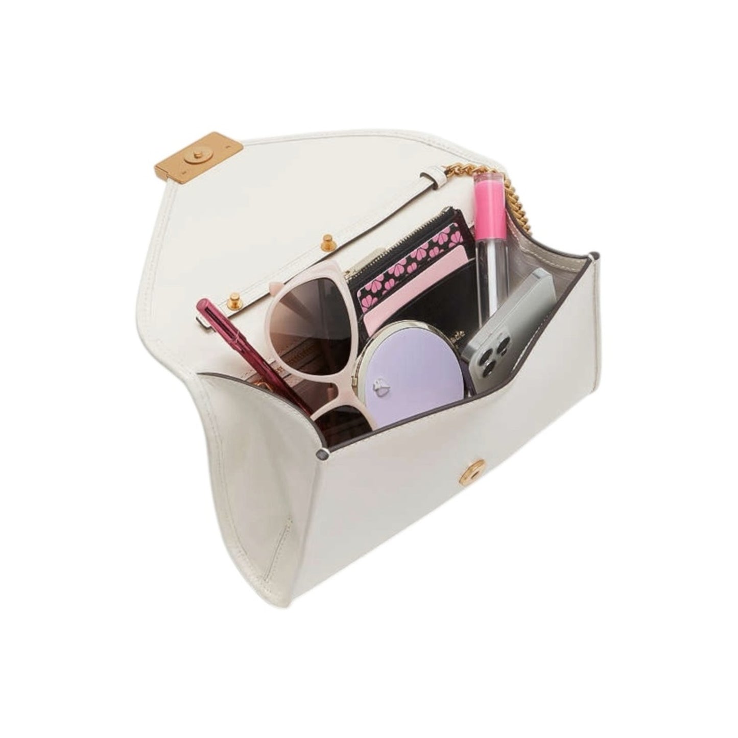 Kate Spade Beige / Off White Leather Envelope Convertible Clutch Crossbody