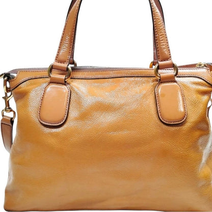 Gucci Soho Brown Patent Leather Satchel Crossbody Bag With Tassel Style 308362