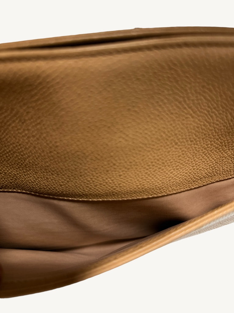 Closer view of exterior pocket lining and caviar leather pocket wall