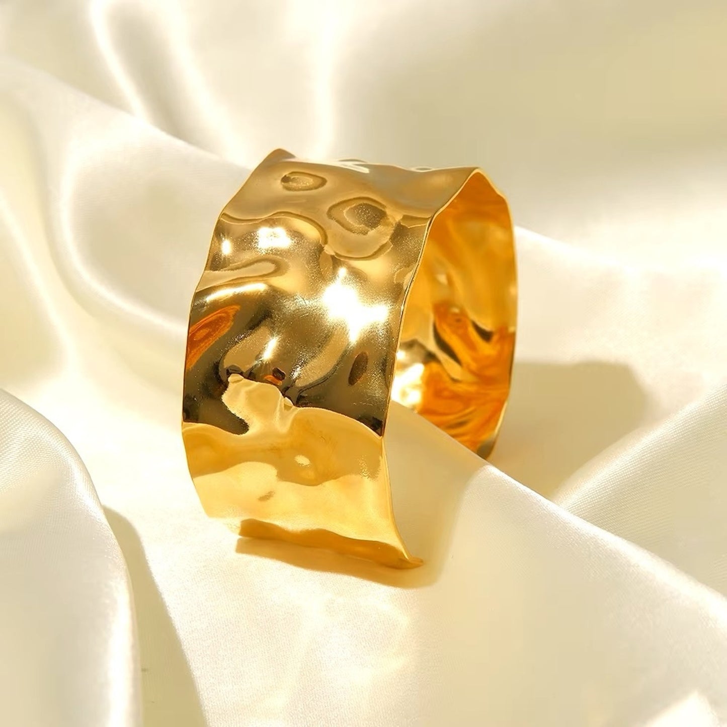 Santorini Cuff –18K Gold or Silver PVD Plated Stainless Steel Wide Cuff Bracelet