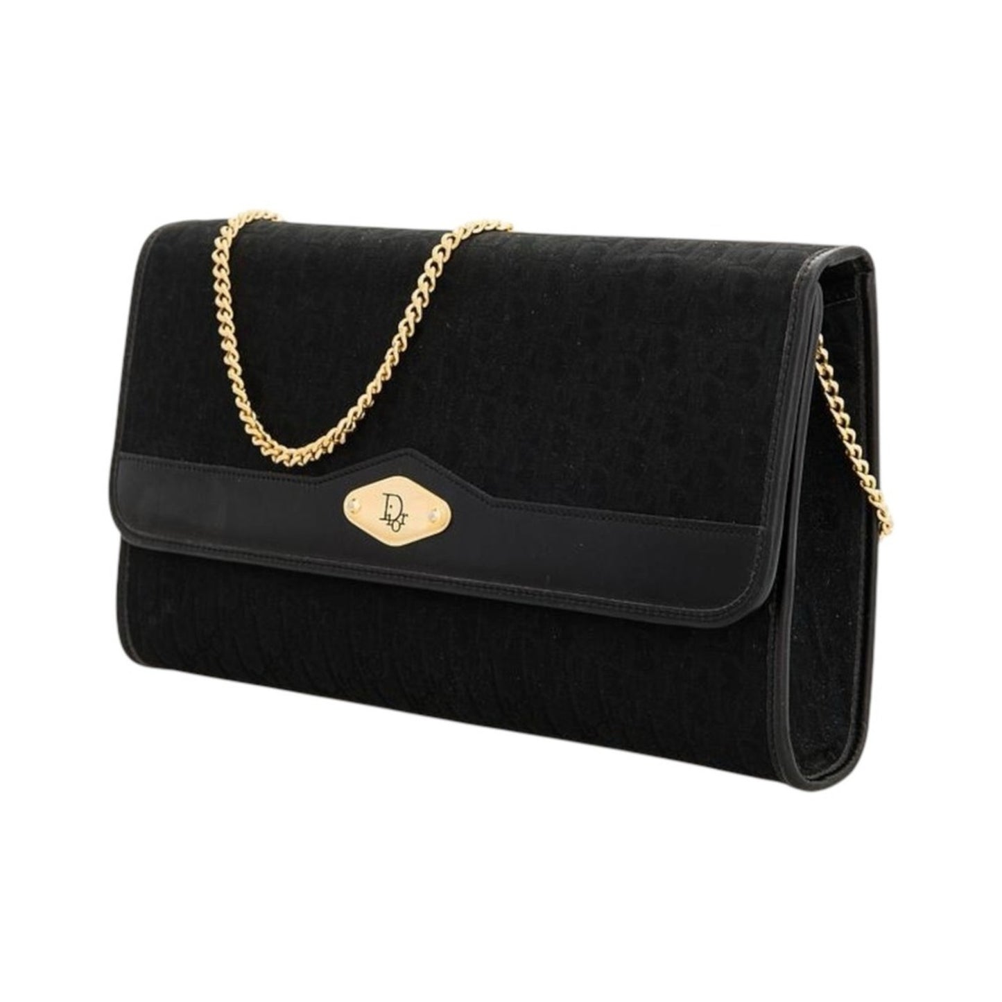 Christian Dior Vintage Black Trotter Canvas Chain Crossbody/Shoulder Bag/ Clutch