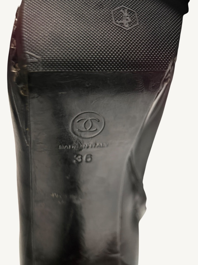 Chanel outsole stamp showing interlocking CC, Made in Italy and size 36