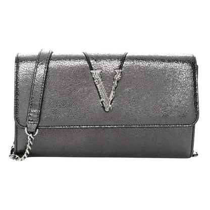 Versace Metallic Leather Virtus Bag – Gunmetal Hardware – NWT with Dust Bag