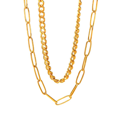 Layered Double Chain Necklace | 18k PVD Gold-Plated Stainless Steel