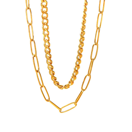Layered Double Chain Necklace | 18k PVD Gold-Plated Stainless Steel