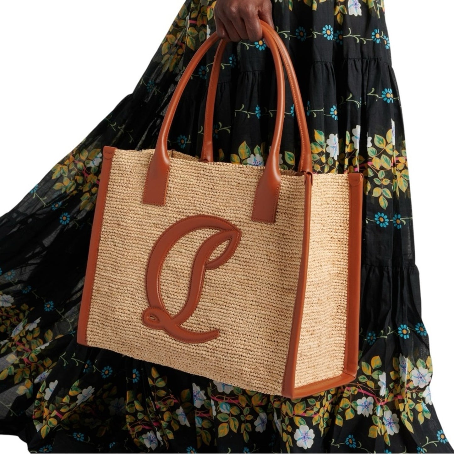 Christian Louboutin By My Side Large Raffia Tote Bag – Natural/Cuoio NWT