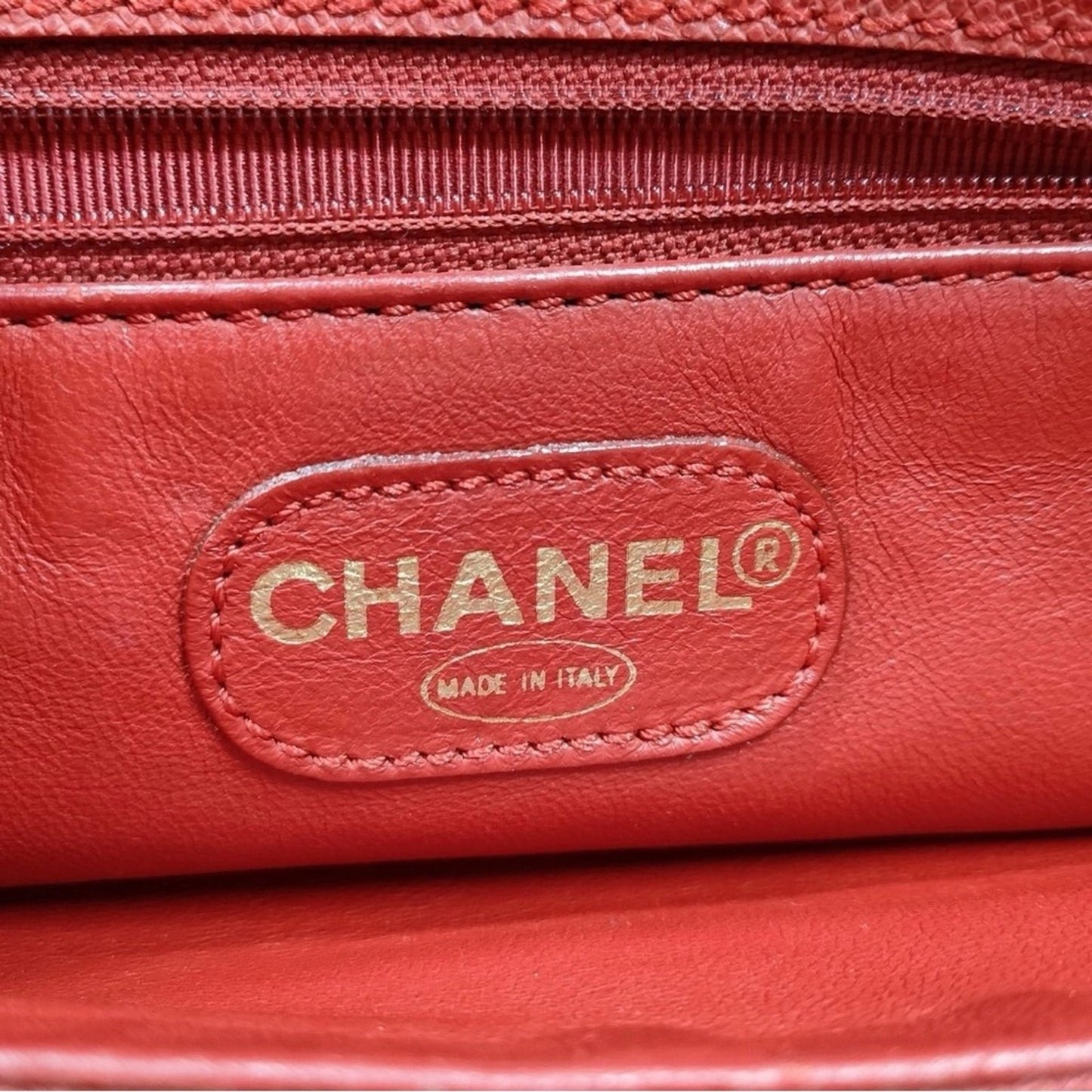 Authentic Chanel Rare Red Caviar Leather Large Tote Bag — Serial 5581084