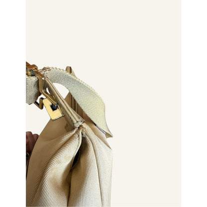 Gucci Sherry Line Beige Canvas Crossbody / Shoulder Hobo Bag Adjustable Strap