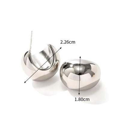 Hallow Dome Shaped Lightweight 18K Gold Plated Stainless Steel Earrings