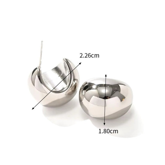 Hallow Dome Shaped Lightweight 18K Gold Plated Stainless Steel Earrings