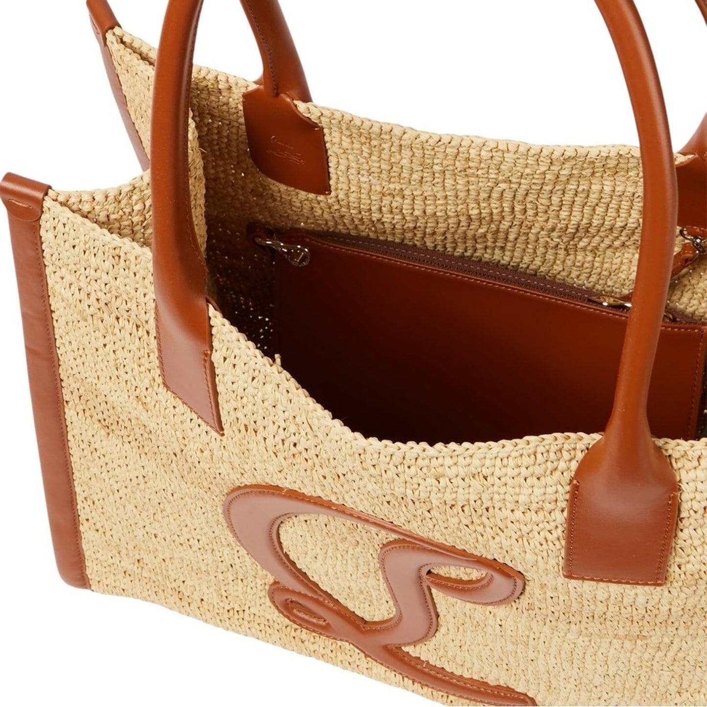 Christian Louboutin By My Side Large Raffia Tote Bag – Natural/Cuoio NWT