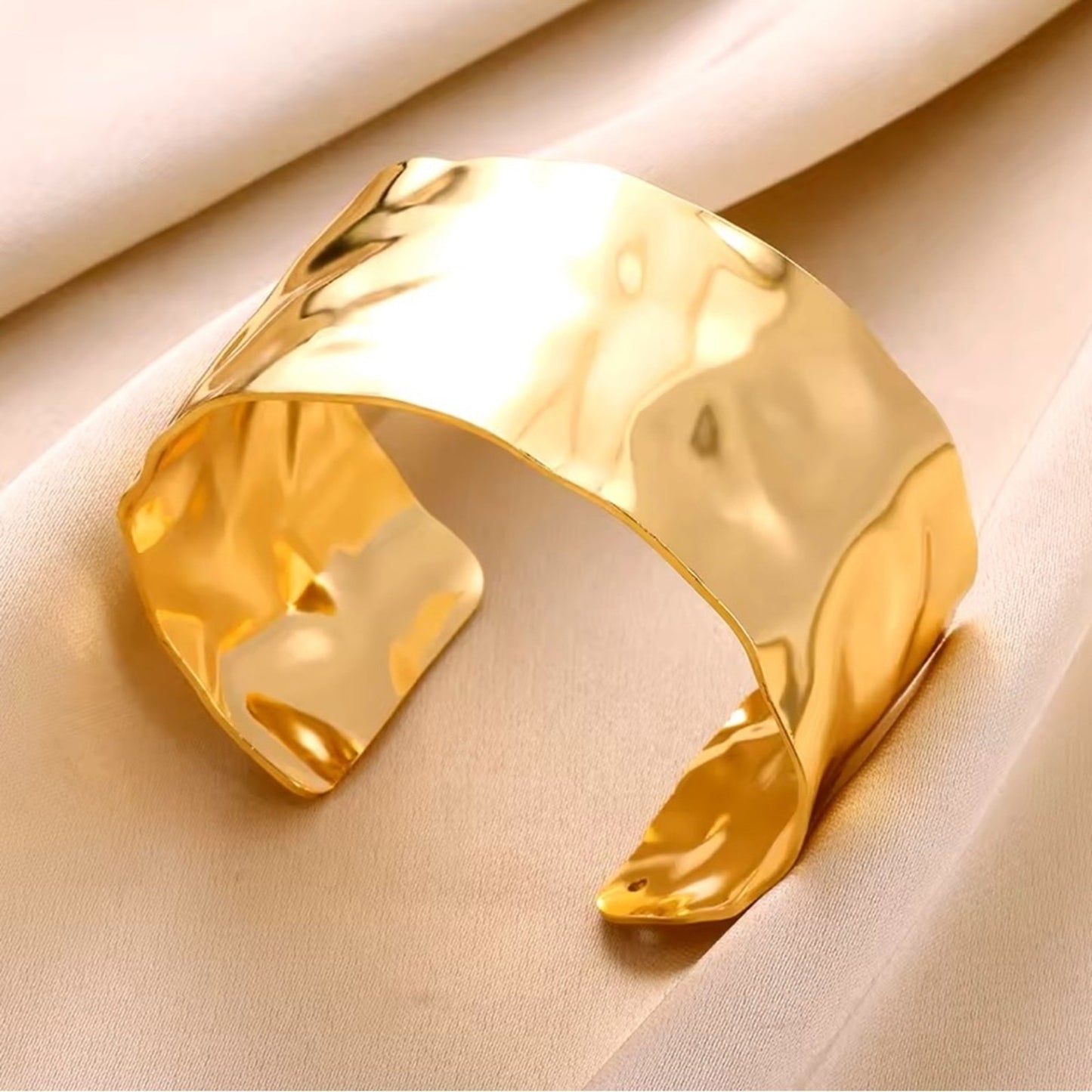Santorini Cuff –18K Gold or Silver PVD Plated Stainless Steel Wide Cuff Bracelet