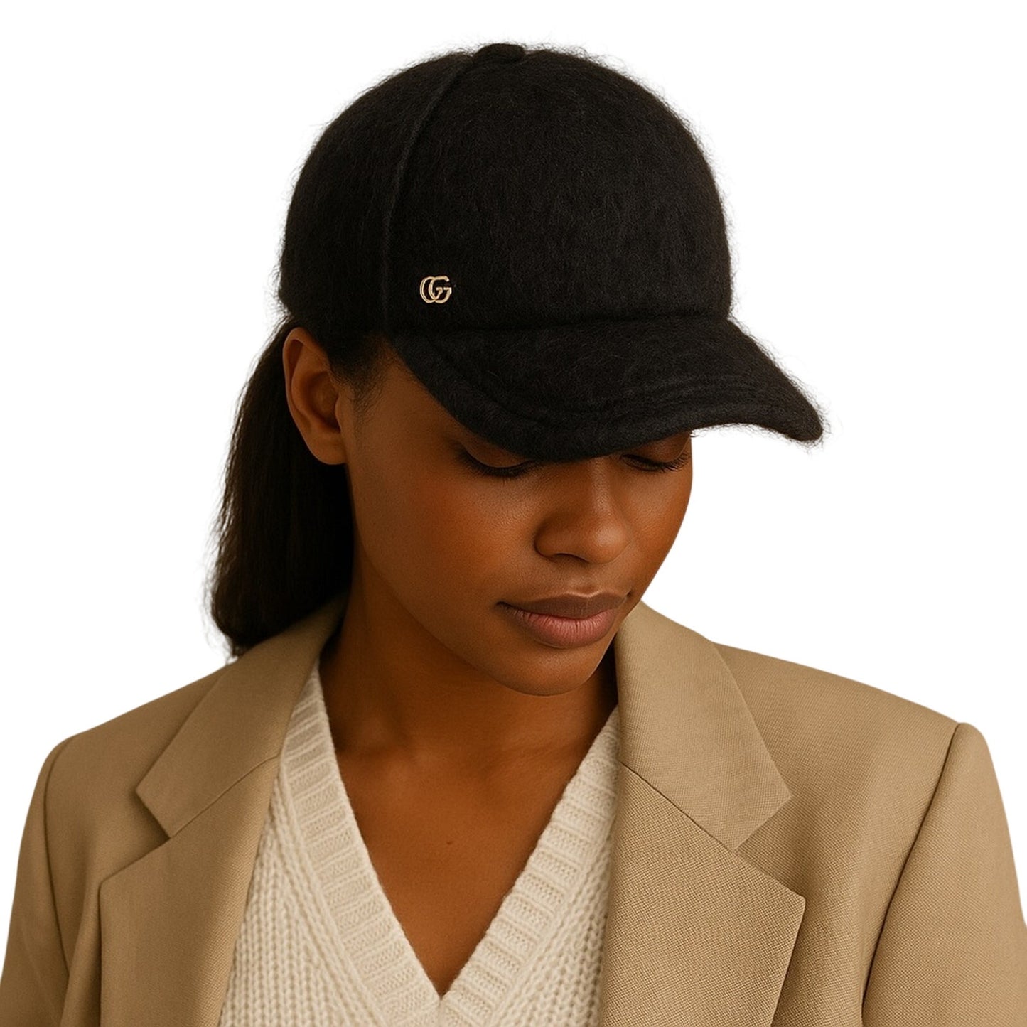 Gucci Mohair Baseball Cap – Black (Size XS)