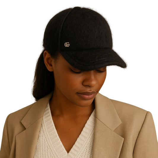 Gucci Mohair Baseball Cap – Black (Size XS)