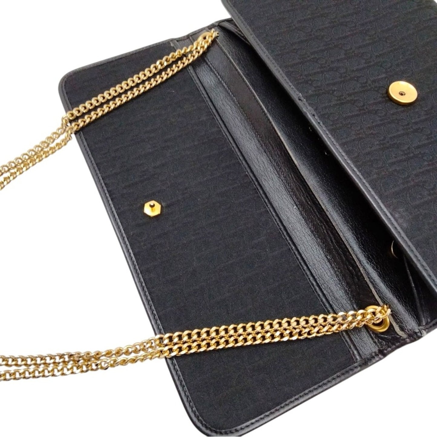 Christian Dior Vintage Black Trotter Canvas Chain Crossbody/Shoulder Bag/ Clutch