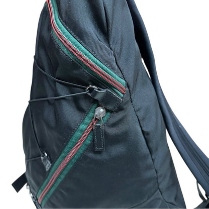 Authentic Gucci Sherry Line Web Nylon Backpack Black Green Red Stripe