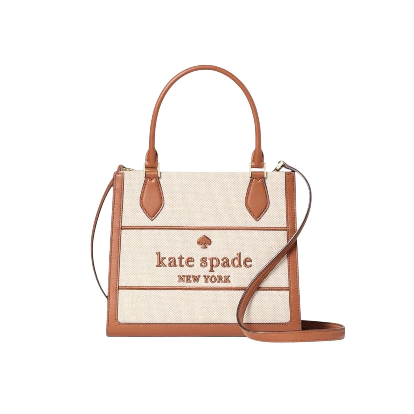 Kate Spade Ellie Canvas Small Tote Crossbody Cream Tan Logo Bag NWT