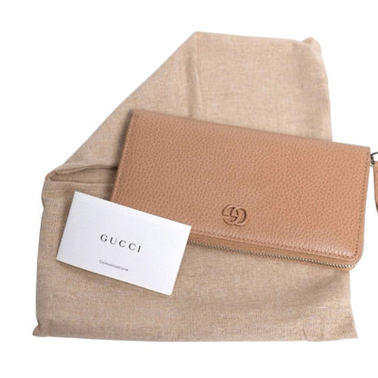 Like New Gucci GG Marmont Zip-Around Wallet – Beige Pebbled Leather