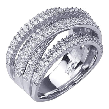 Sterling Silver 925 Cubic Zirconia Multilayer Ring