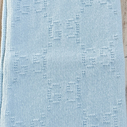 NWT with Box Gucci GG Wool Scarf in Baby Blue – 100% Wool, Made in Italy,