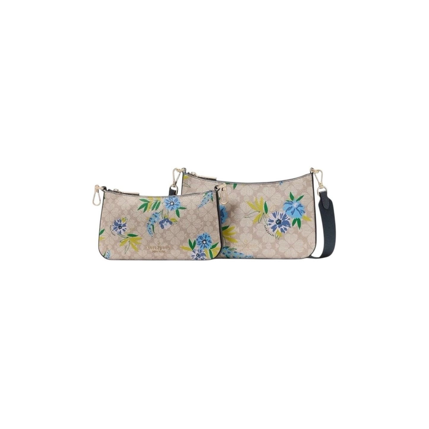 Kate Spade 2-in-1 Cream Blue Floral Convertible Crossbody Bag Set NWT $349 MSRP