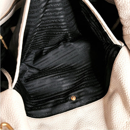 Prada Vitello Daino Front Pocket Shopping Bag in Ivory – Rare & Discontinued